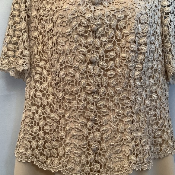 Obsessions Couture Dress Women’s Size 14 Lace Metallic Maxi Formal - Picture 2 of 9